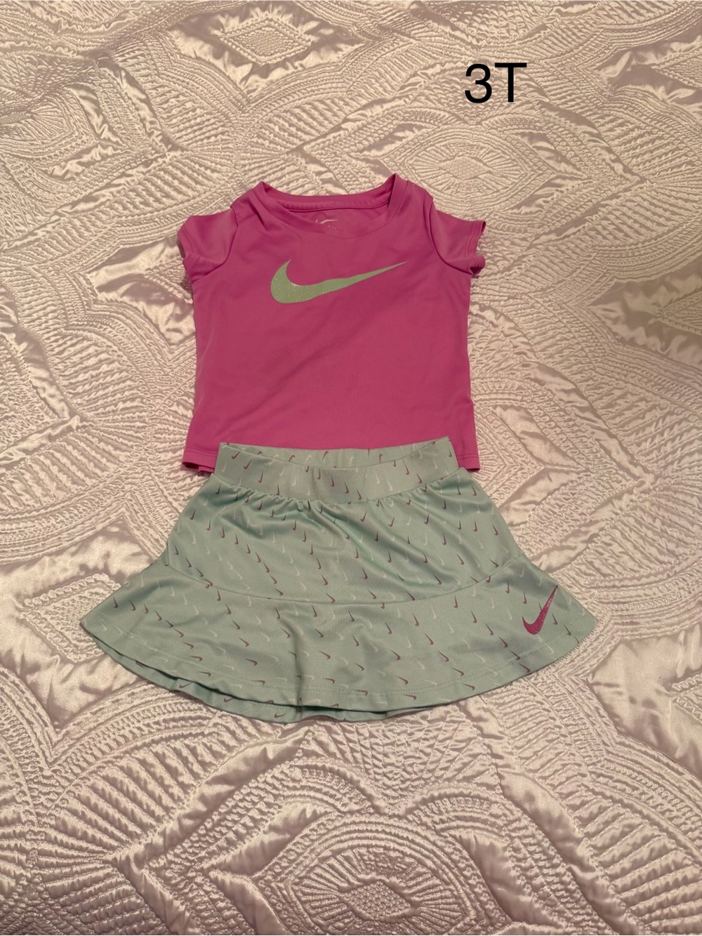 Nike Pink Tee and Mint Green Skort Set